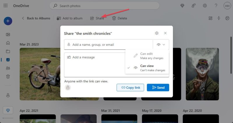Share Album Onedrive