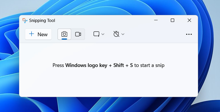 Snipping Tool main interface in Windows 11