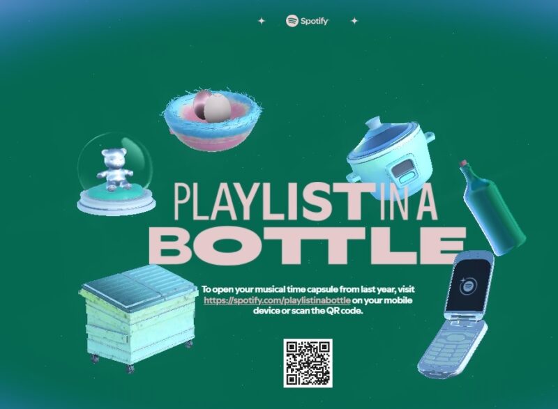 Various bottles for Spotify's playlist in a bottle.