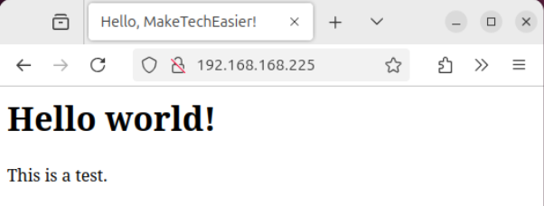 A screenshot of a website running unencrypted over a network.