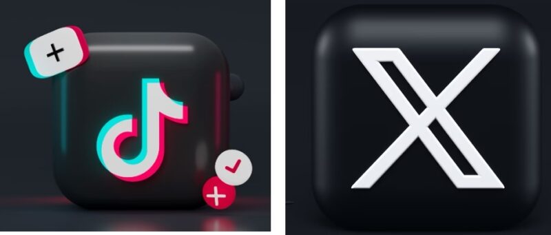 TikTok and X logos.
