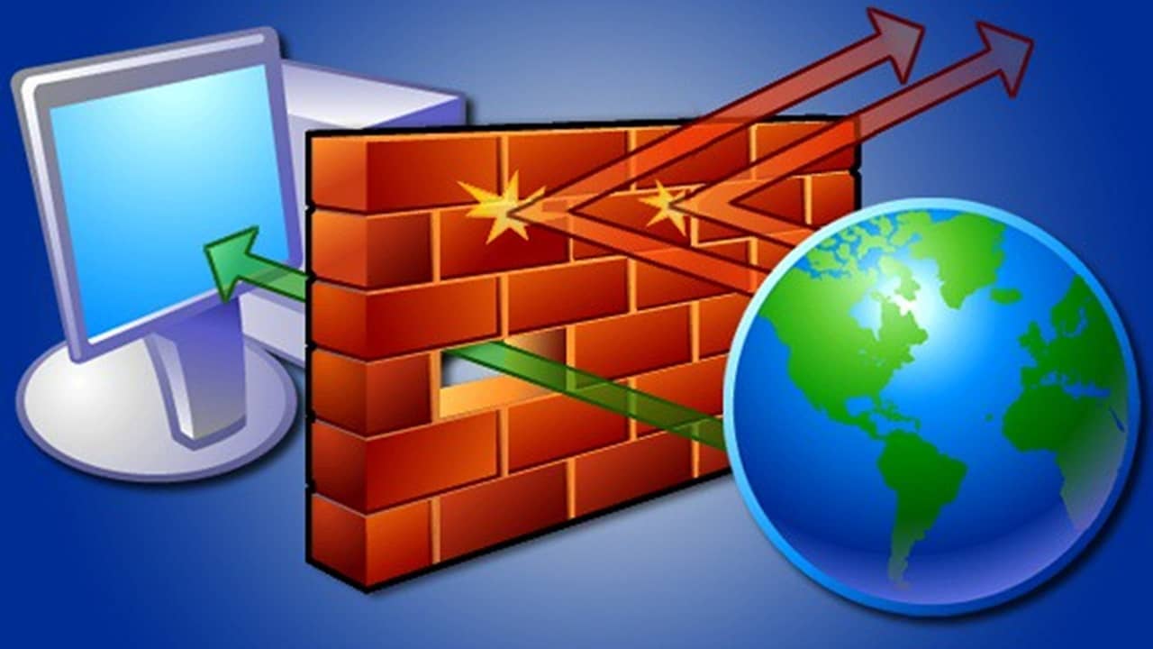Graphic showing how a firewall works.