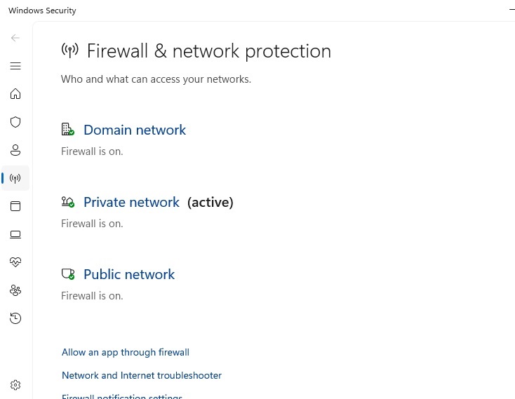 Windows firewall built into Windows.