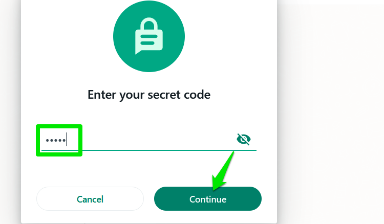 Adding secret code in WhatsApp web