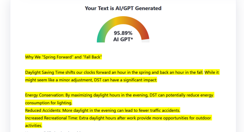 ZeroGPT AI generated text analysis