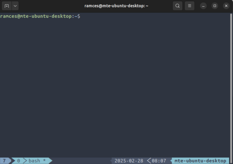 A terminal showing an empty Tmux pane with the Nord color scheme.