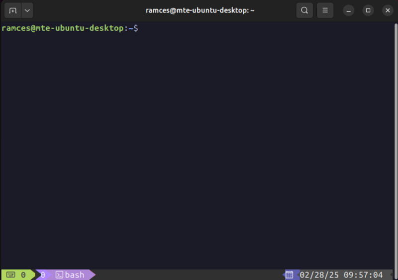 A terminal showing an empty Tmux pane using the Tmux-tokyo-night color scheme.