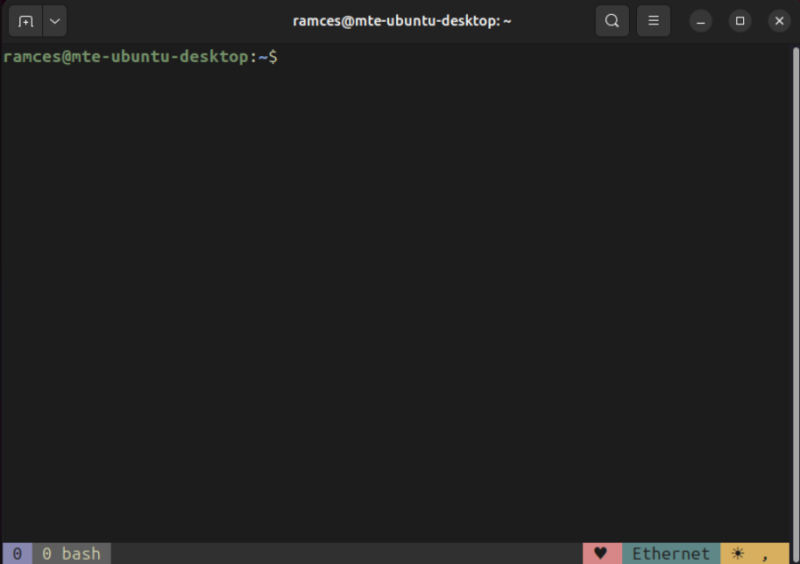 A terminal showing an empty Tmux pane with the color scheme of tmux-kanagawa.