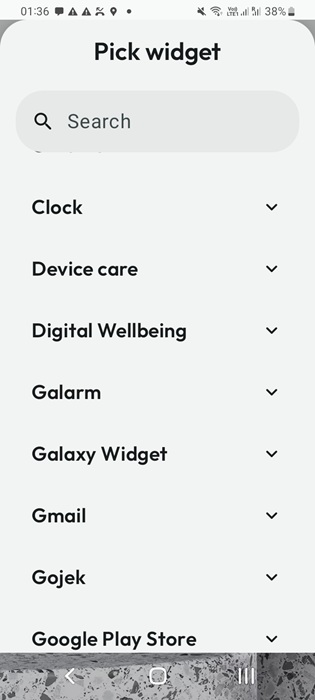Picking the various Android apps as widgets in Kvaesitso.