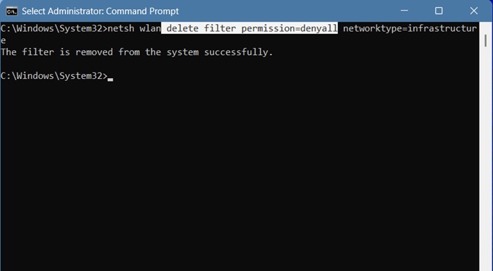 Delete the "DenyAll"permission to unblock all Wi-Fi networks.