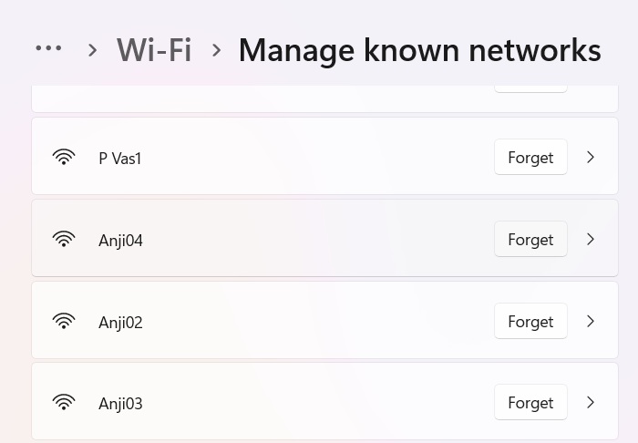 Forget a Wi-Fi network from appearing on your Windows device.