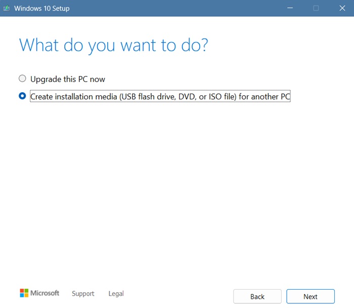 Create Installation Media for Windows10 on a USB drive.