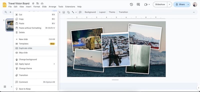 Customize via Duplicate slide.