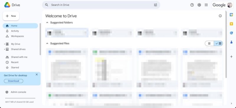 An image showing the interface of Google Drive