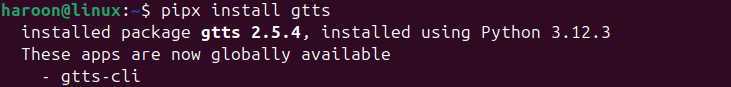 Installing Gtts Tool Using Pipx