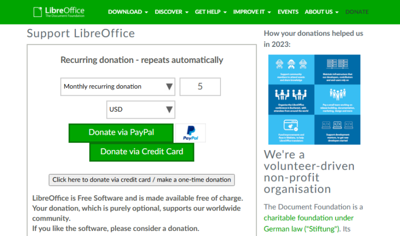 Libreoffice Donation Page