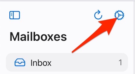 Choose the Settings Icon in iCloud Mail 