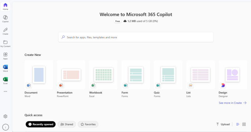Microsoft365 User Interface