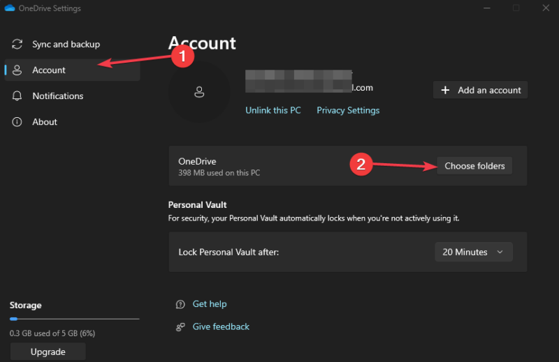 Onedrive Settings Choose Folder
