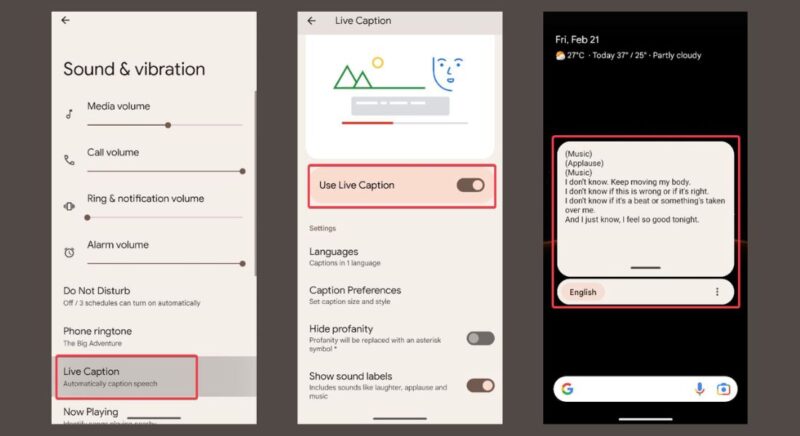Pixel Use Live Caption