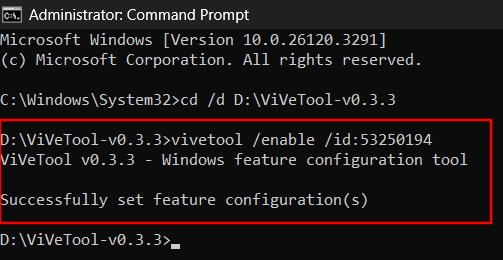 Vivetool Feature Enable