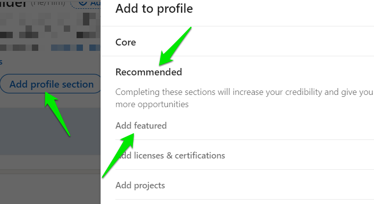 Adding Featured Section in Linkedin