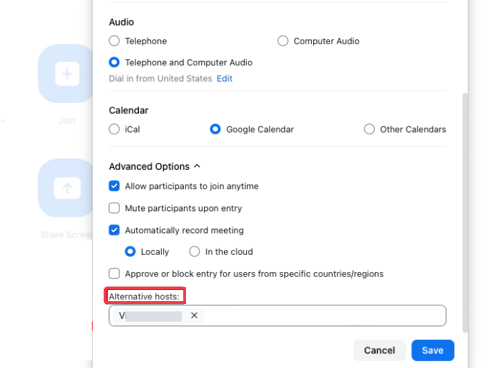 Add Remote Alternative Hosts Zoom