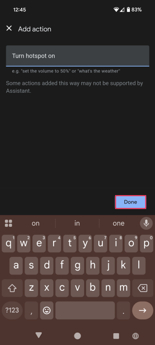 Adding own action for new Routine on Android. 