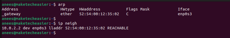 View connected devices using arp or ip neigh