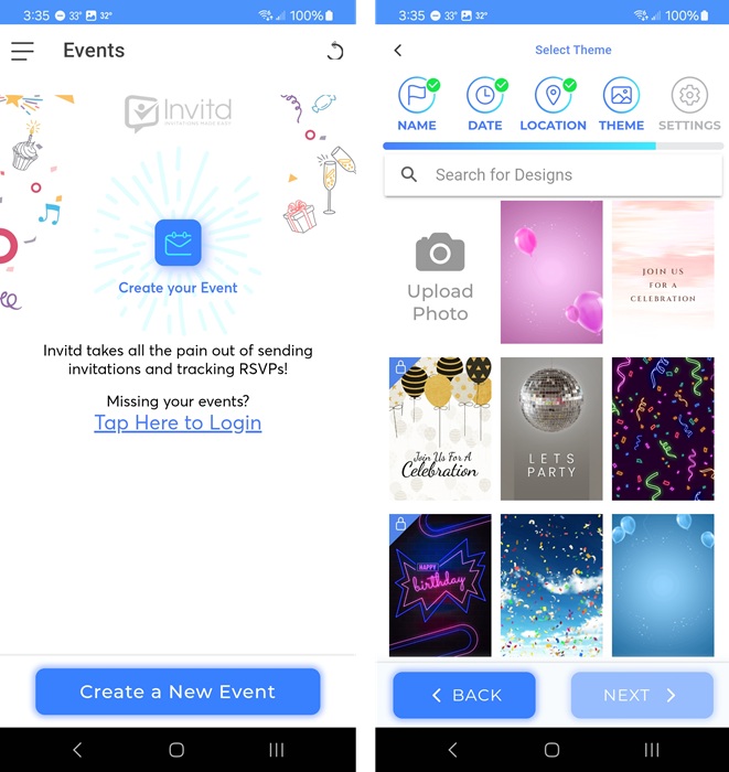 Creating a birthday invitation in Invitd.