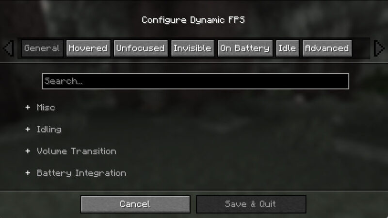 A screenshot showing settings for Dynamic FPS.