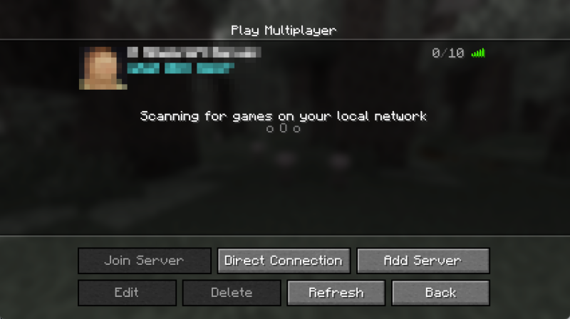 A screenshot showing the multiplayer server selection screen in Minecraft.