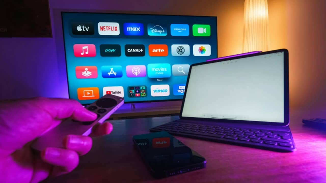 Streaming apps on a TV.