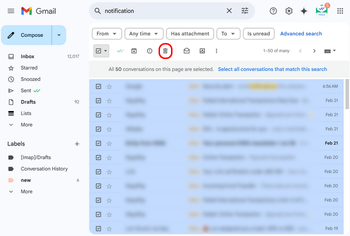 Bulk Deleting Emails