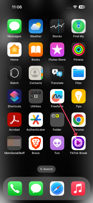 New app icon for TikTok on iPhone home screen. 