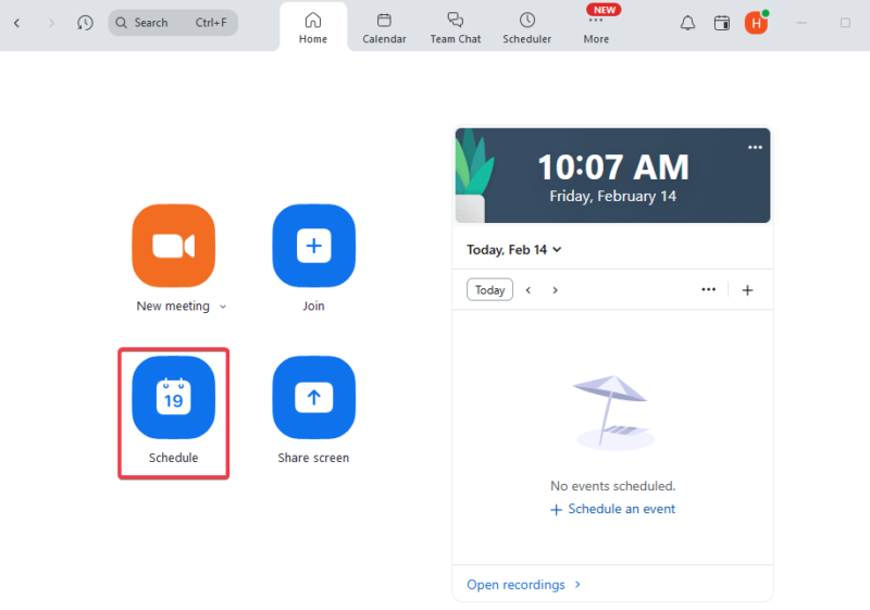 Click Schedule On Zoom