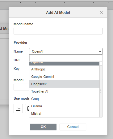ONLYOFFICE AI plugin providers