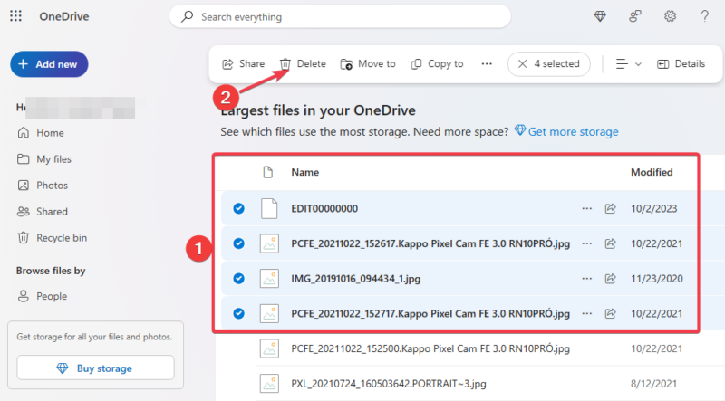 Delete Large Files Onedrive