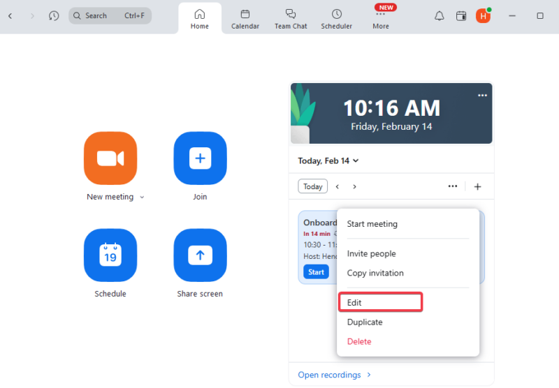 Edit Zoom Recurring Meeting