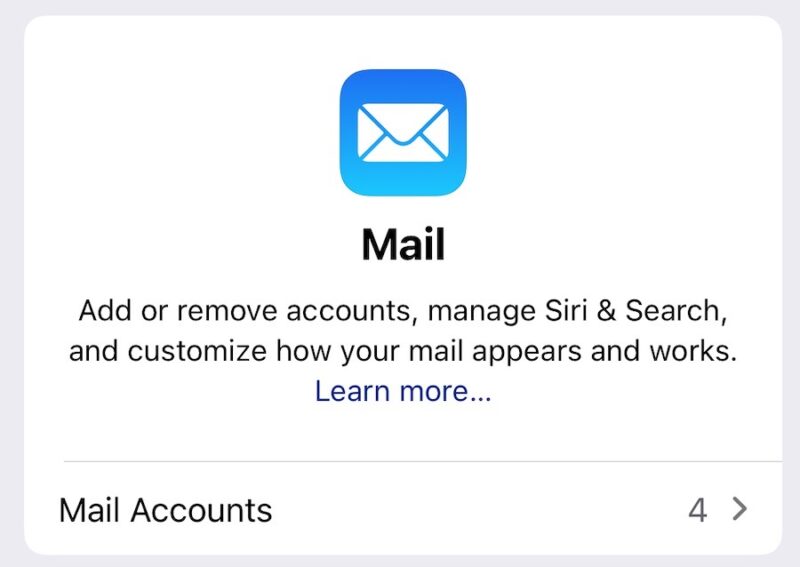Choose Mail Accounts Settings on iPhone