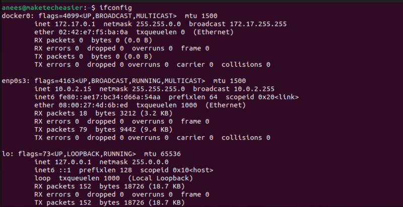 Get active network interfaces