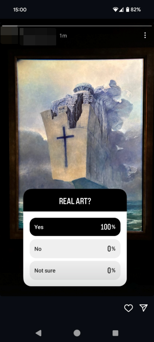 Instagram poll view from Instagram story viewer perspective. 