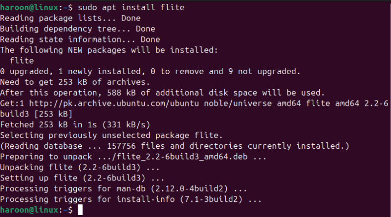 Installing Flite Tts