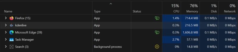 Kdenlive using minimal system resources