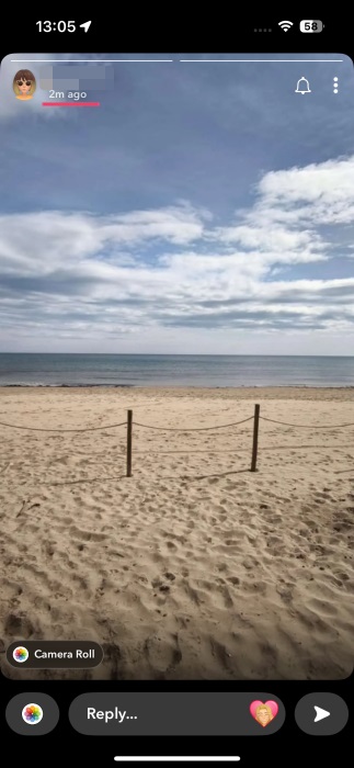 Live snap with lens viewed as story in Snapchat. 