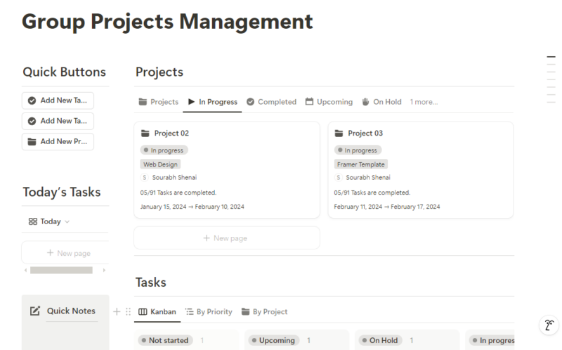 Manage Group Projects Notion
