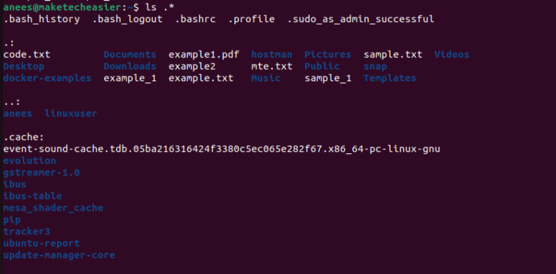 linux command wildcards Match Hidden Files