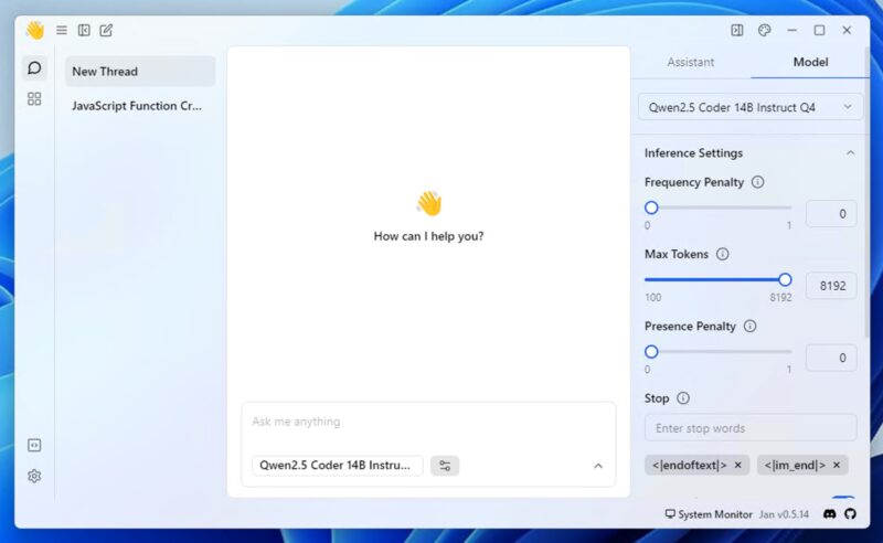 Model Settings Jan Ai
