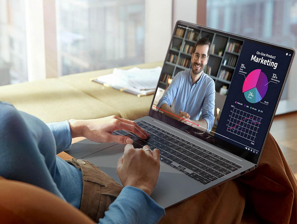 Person Using Galaxy Book4 Pro