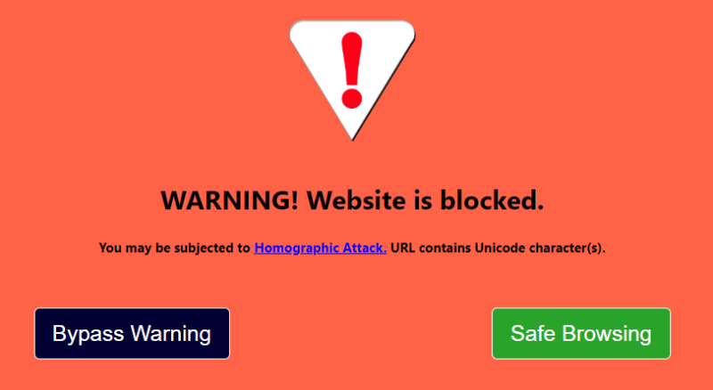 Punycodechecker showing warning